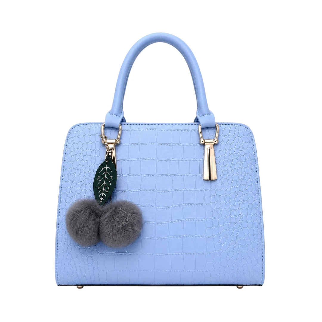 Istel Aurora Blue Leather Handbag with Elegant Design