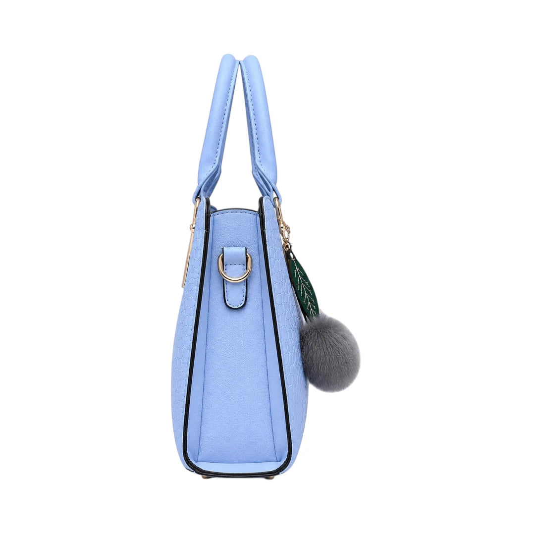 Istel Aurora Blue Leather Handbag with Elegant Design