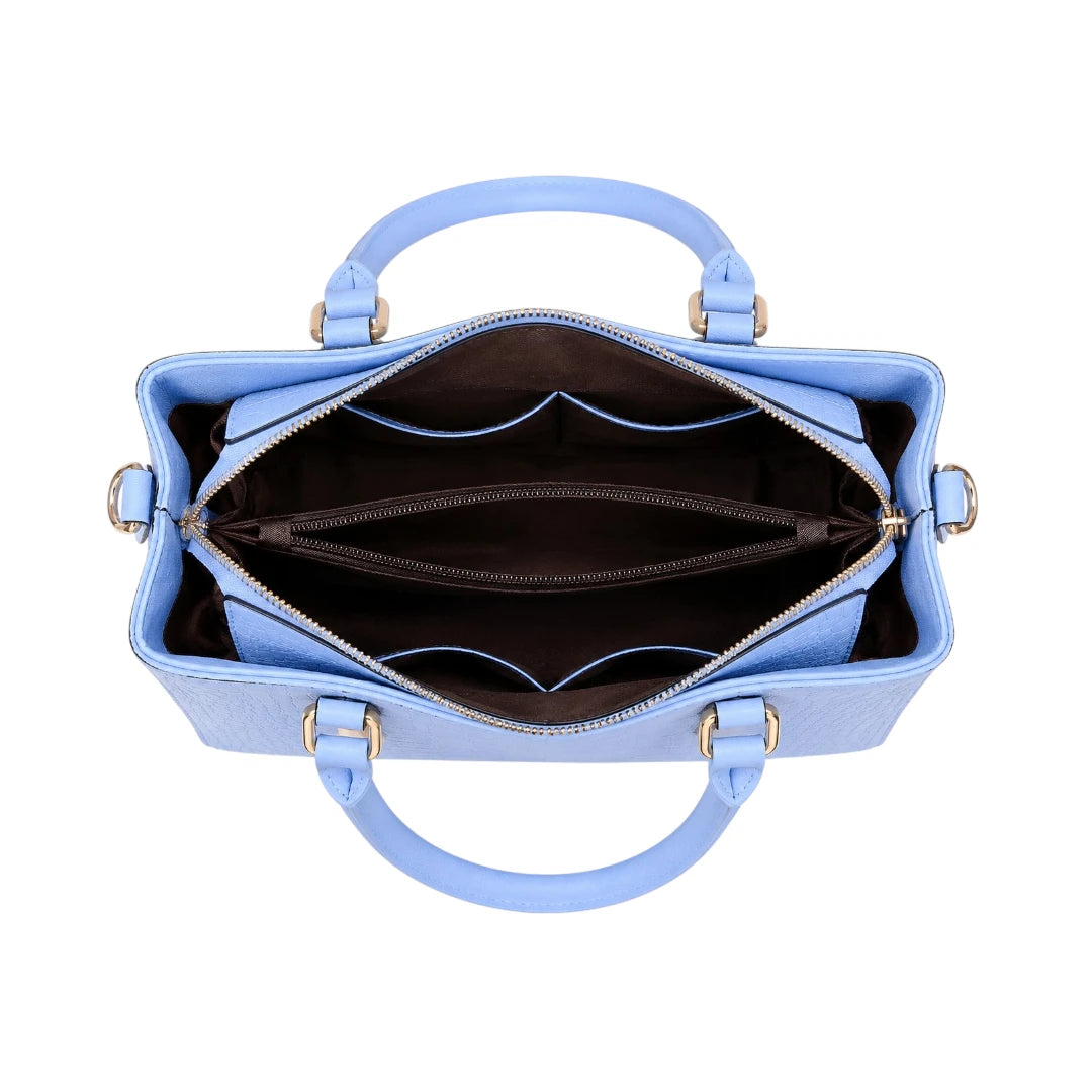 Istel Aurora Blue Leather Handbag with Elegant Design
