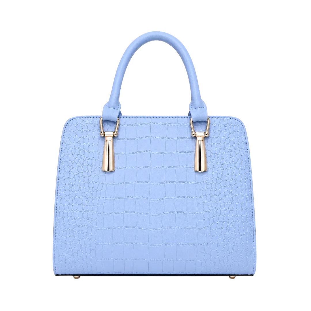 Istel Aurora Blue Leather Handbag with Elegant Design