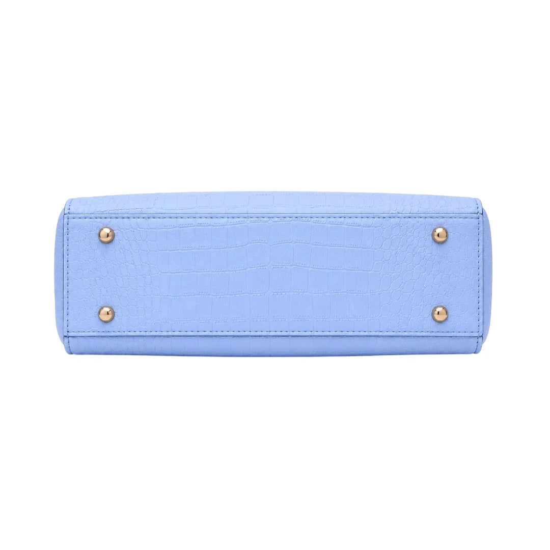 Istel Aurora Blue Leather Handbag with Elegant Design