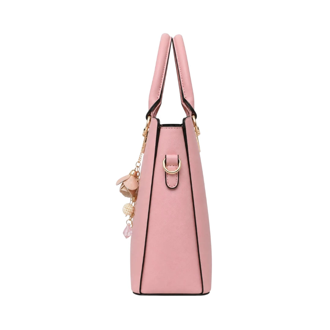 Istel Sapphire Pink Leather Handbag with Premium Finish