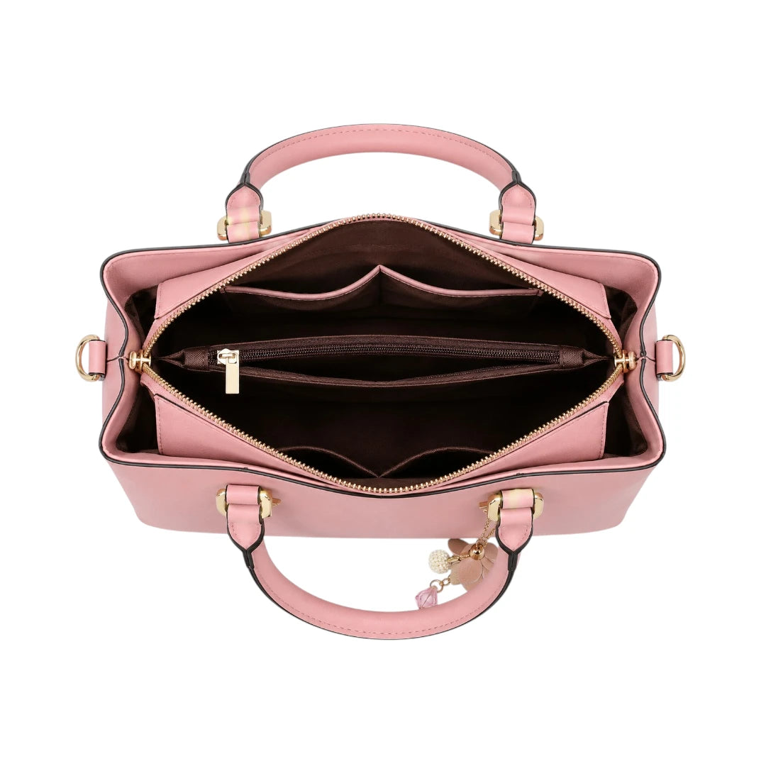 Istel Sapphire Pink Leather Handbag with Premium Finish