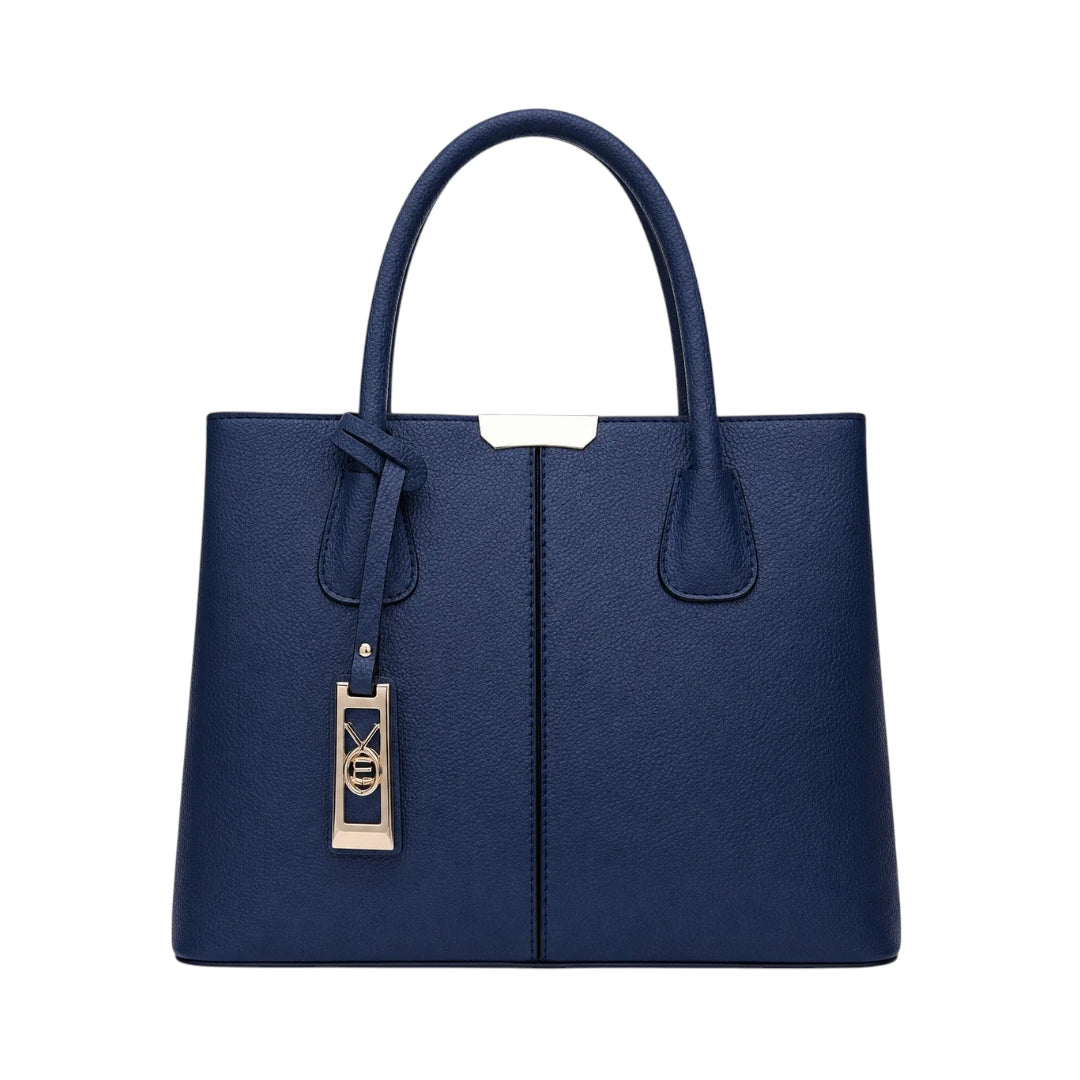 Istel Structured Navy Leather Everyday Handbag