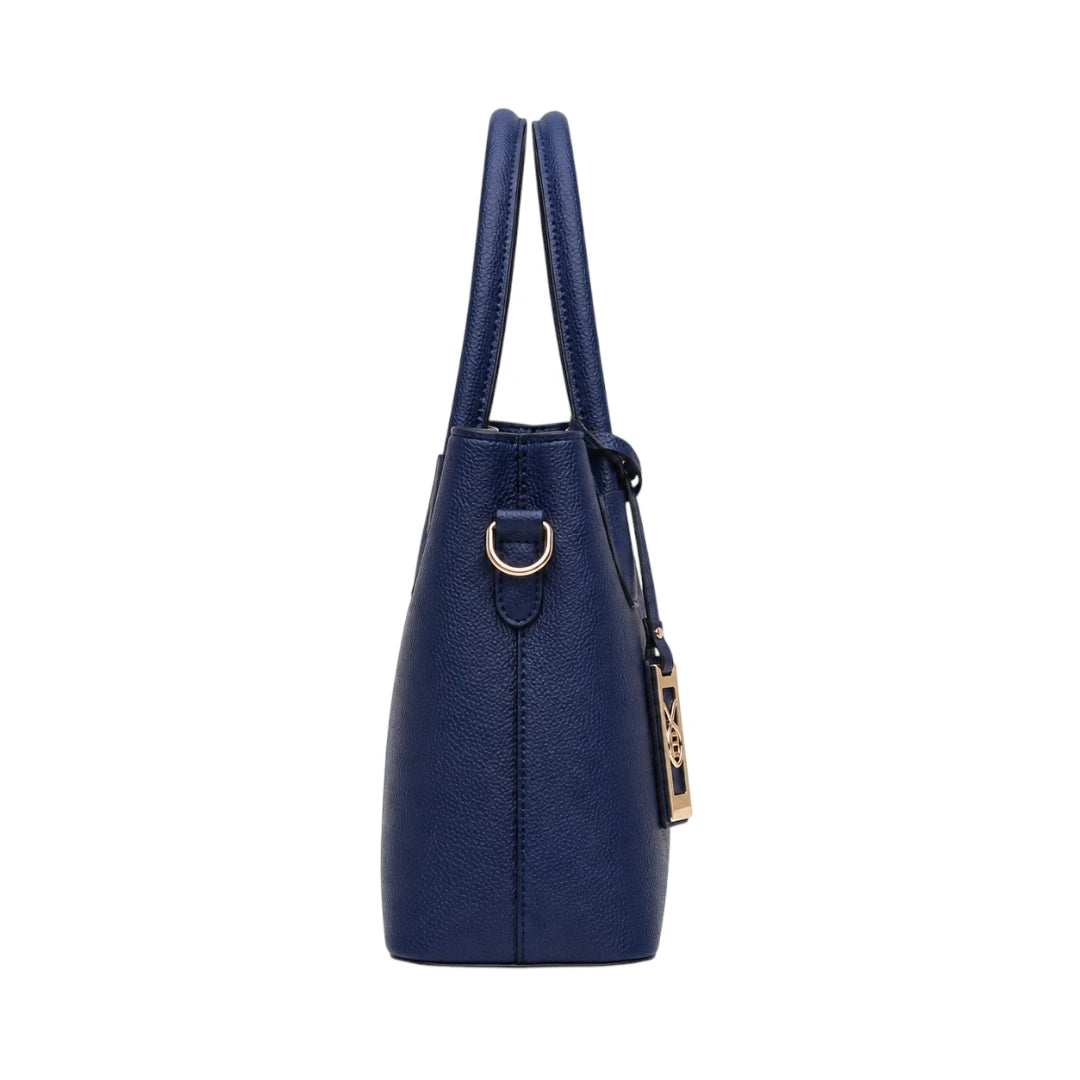 Istel Structured Navy Leather Everyday Handbag