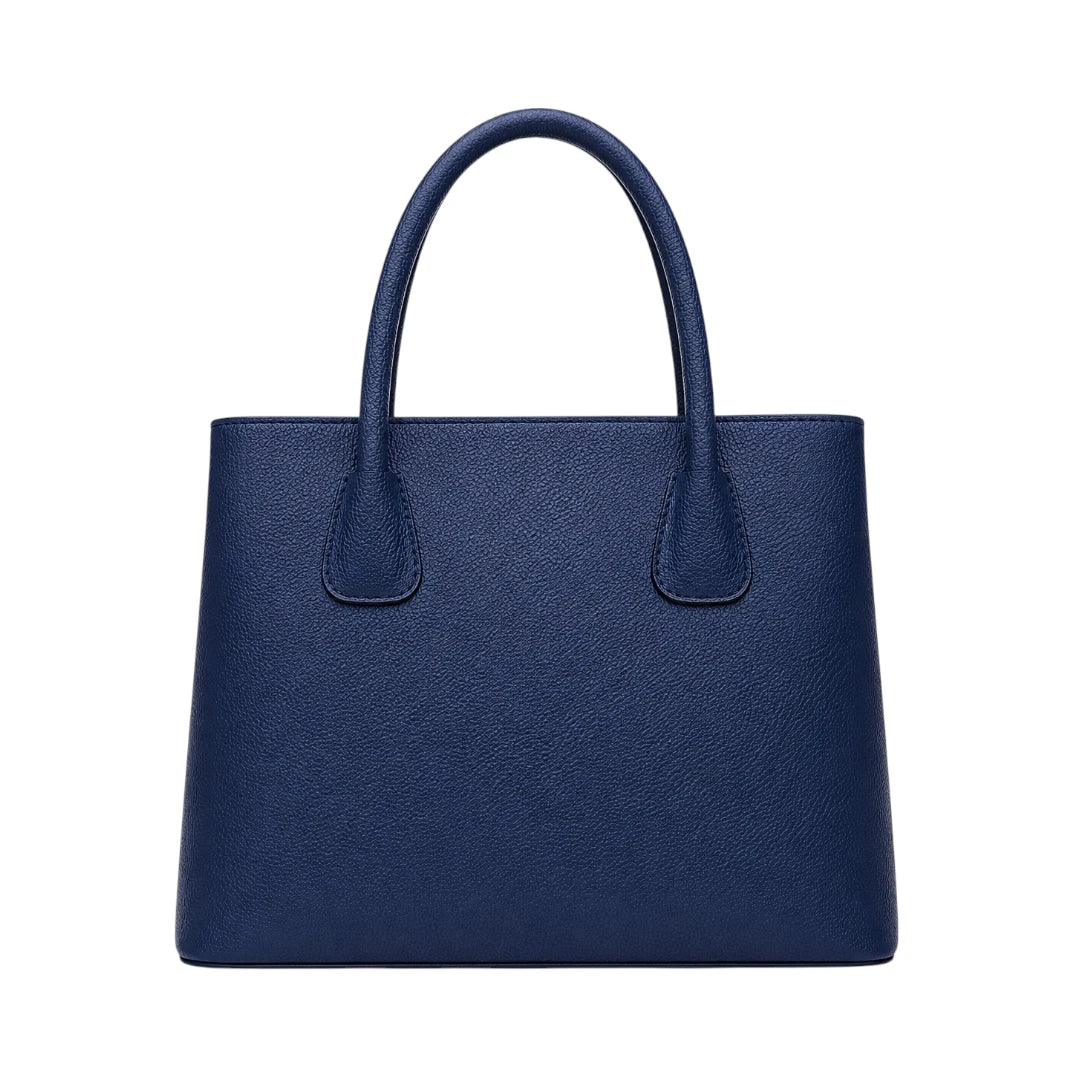 Istel Structured Navy Leather Everyday Handbag