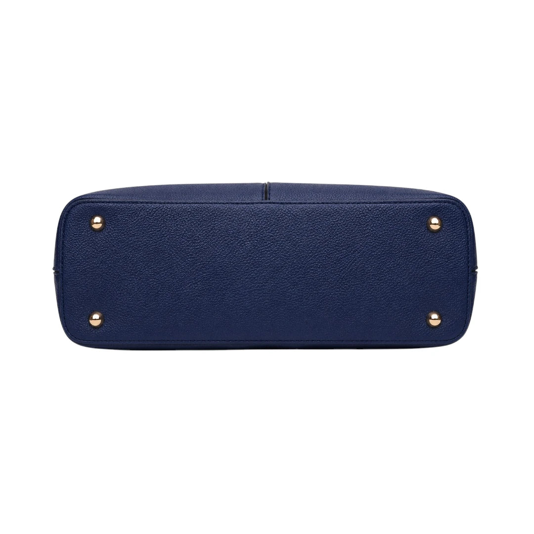 Istel Structured Navy Leather Everyday Handbag