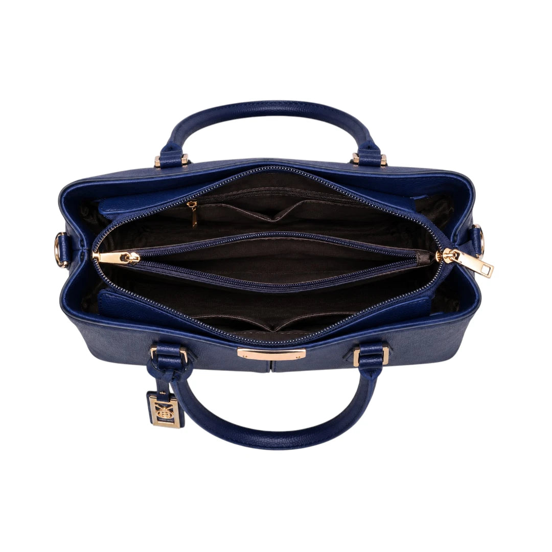 Istel Structured Navy Leather Everyday Handbag