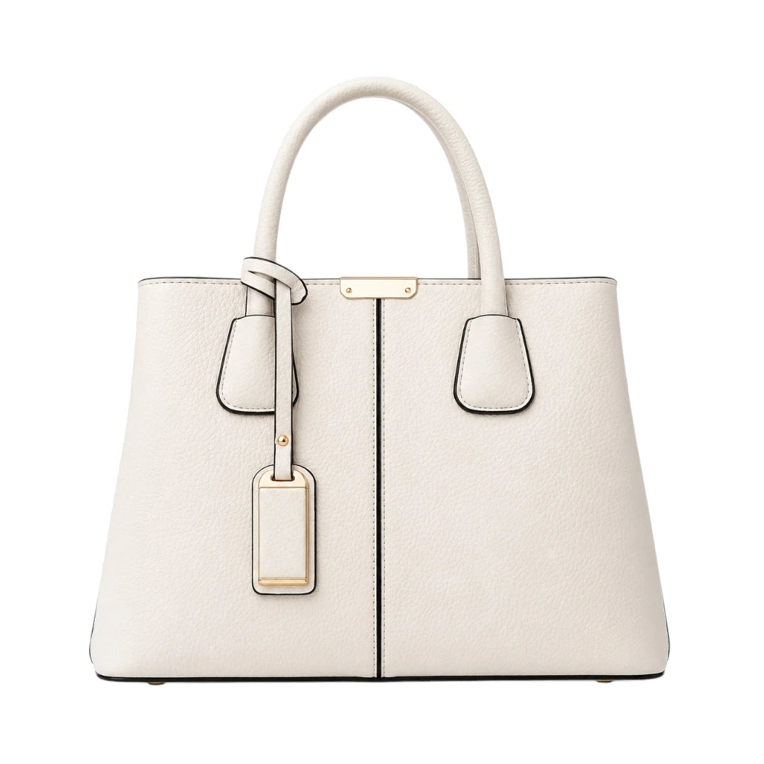 Istel Structured White Leather Everyday Handbag