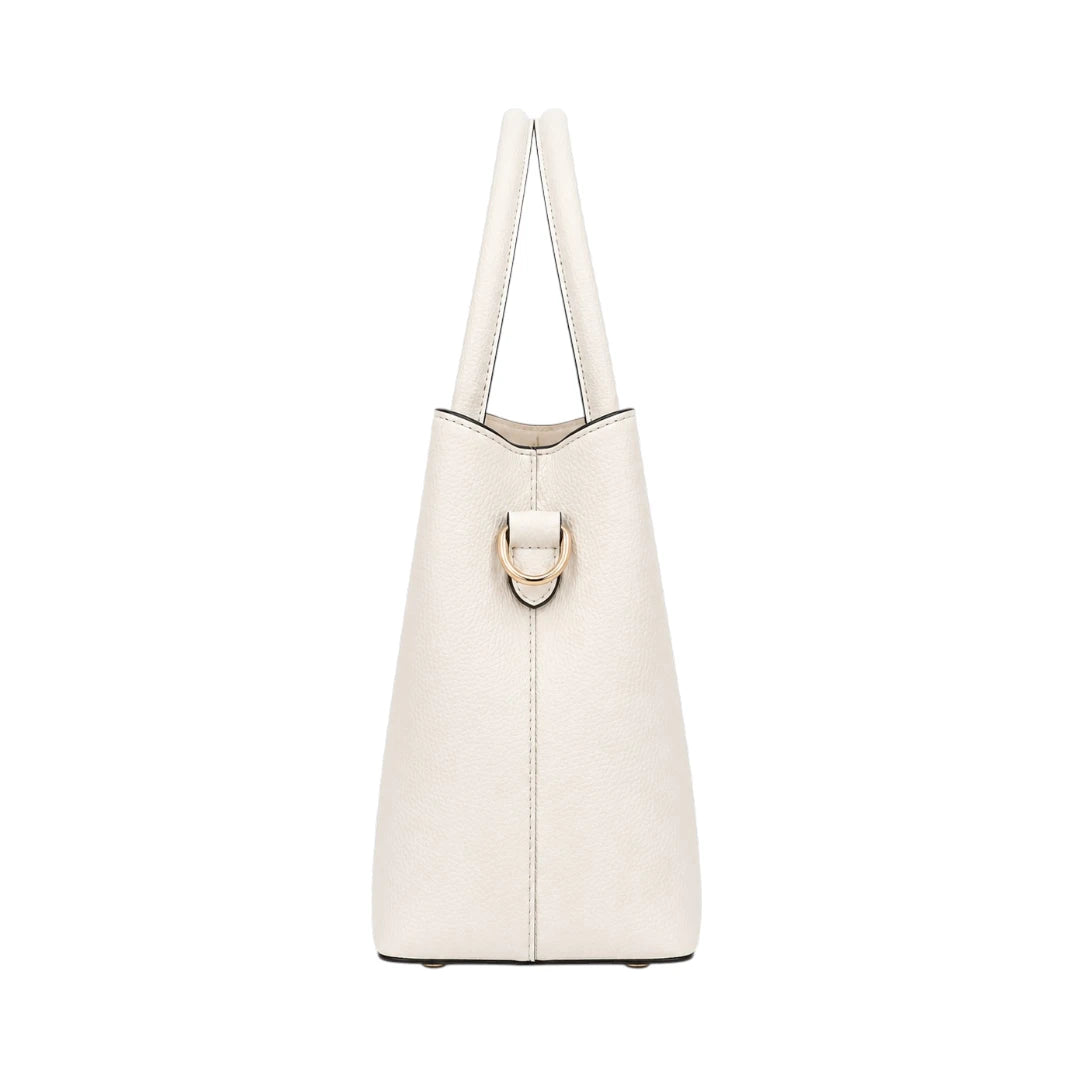 Istel Structured White Leather Everyday Handbag