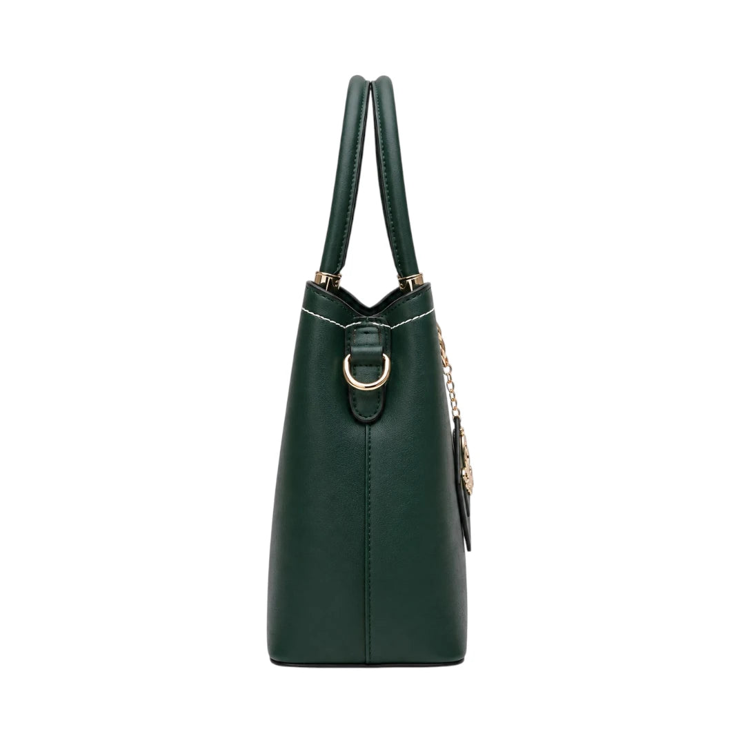 Istel Classic Green Leather Fashion Handbag